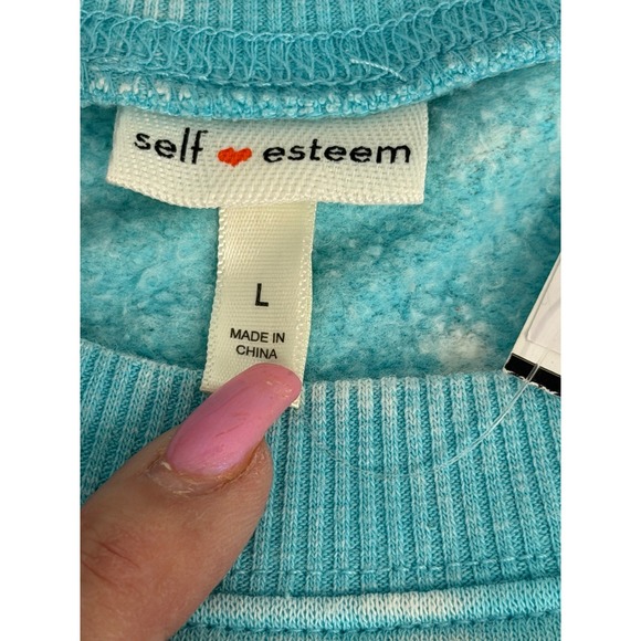 Self Esteem Free Spirit Sweatshirt L Tigers Sunflowers Tie Dye Boho Graphic Blue - Picture 6 of 7